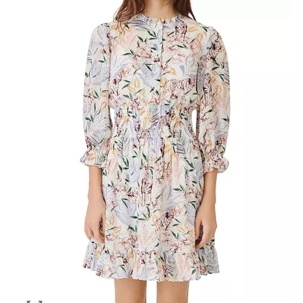 Maje Rythonela Smocked Printed Dress - Picture 2 of 10
